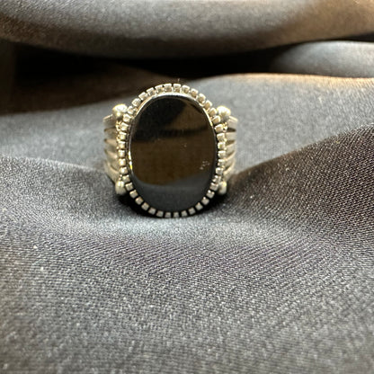Obsidian Valor Silver Ring